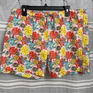 BOARDIES / Tropical Pineapple Scubba Print Swim Trunks Size L